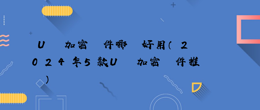 U盤加密軟件哪個好用（2024年5款U盤加密軟件推薦）