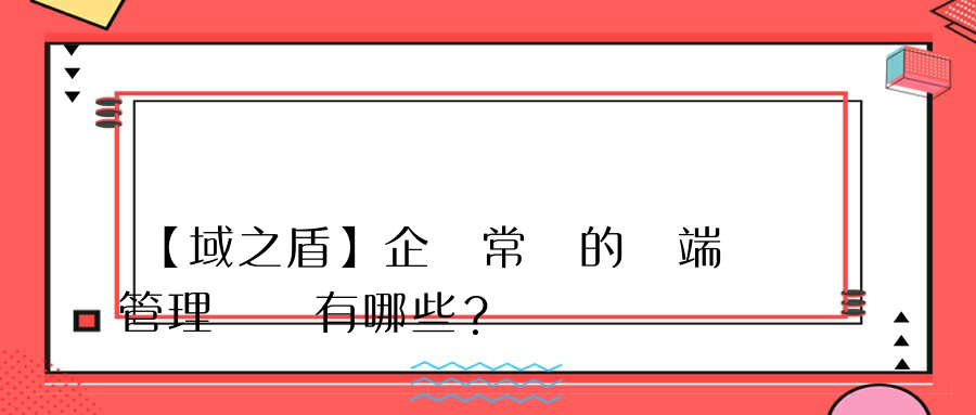 【域之盾】企業常見的終端管理問題有哪些？