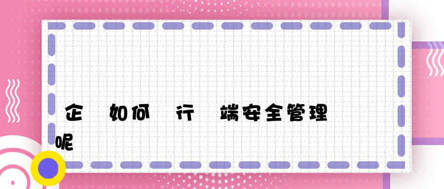 企業如何進行終端安全管理呢