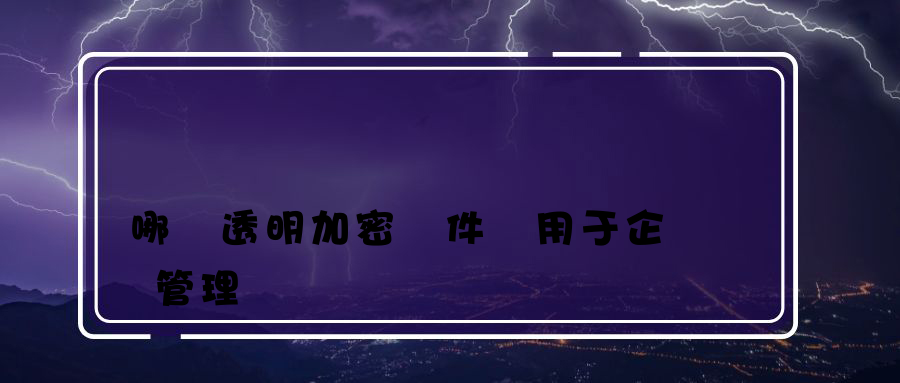 哪個透明加密軟件適用于企業管理