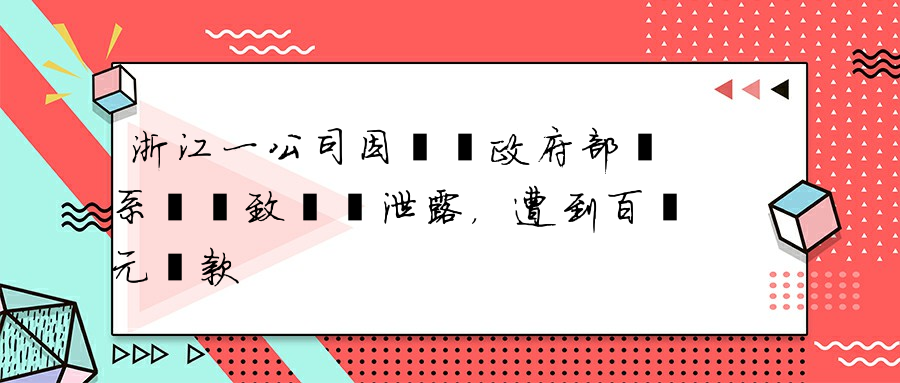 浙江一公司因開發政府部門系統導致數據泄露，遭到百萬元罰款